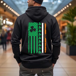 St. Patrick's Day Shamrock Hoodie: American Irish Flag Sweatshirt image 2