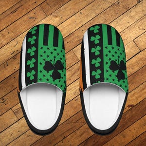 Slippers, Irish Flag Slippers, Women&#39;s Indoor Shoes, Mens St Patricks Day Gift, Cozy Home Footwear, Shamrock Gift, Men&#39;s Gift, Cute Slippers