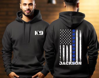 Personalized K9 Labrador Hoodie: Thin Blue Line Law Enforcement Gift