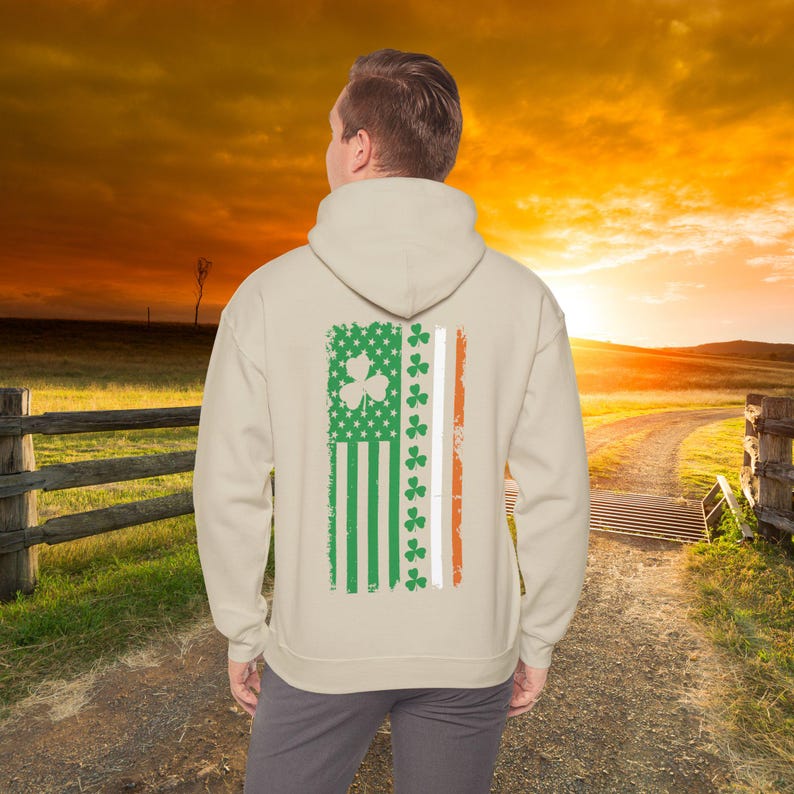 St. Patrick's Day Shamrock Hoodie: American Irish Flag Sweatshirt image 8