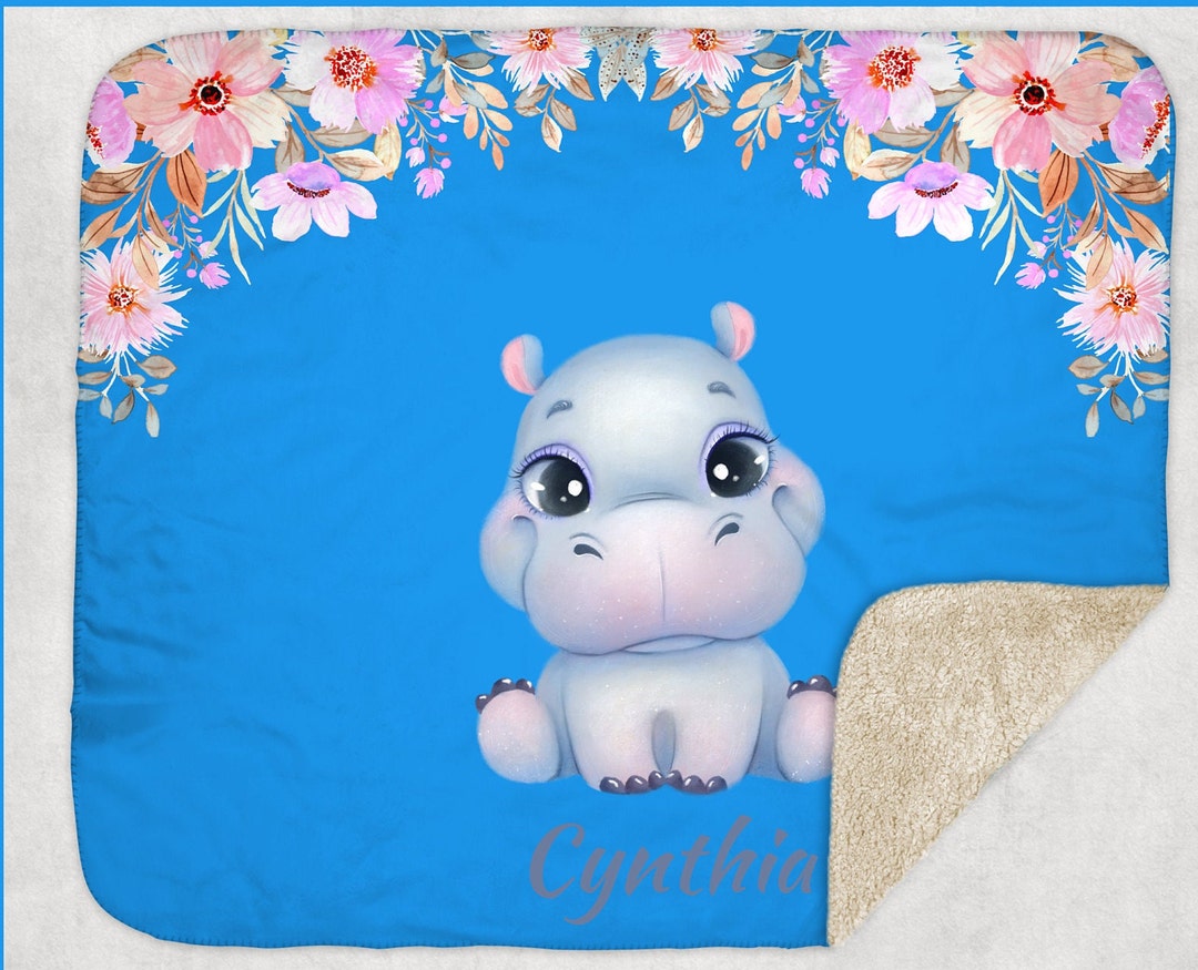 Personalized Sherpa Baby Blanket Baby Blanket Baby Hippo Etsy