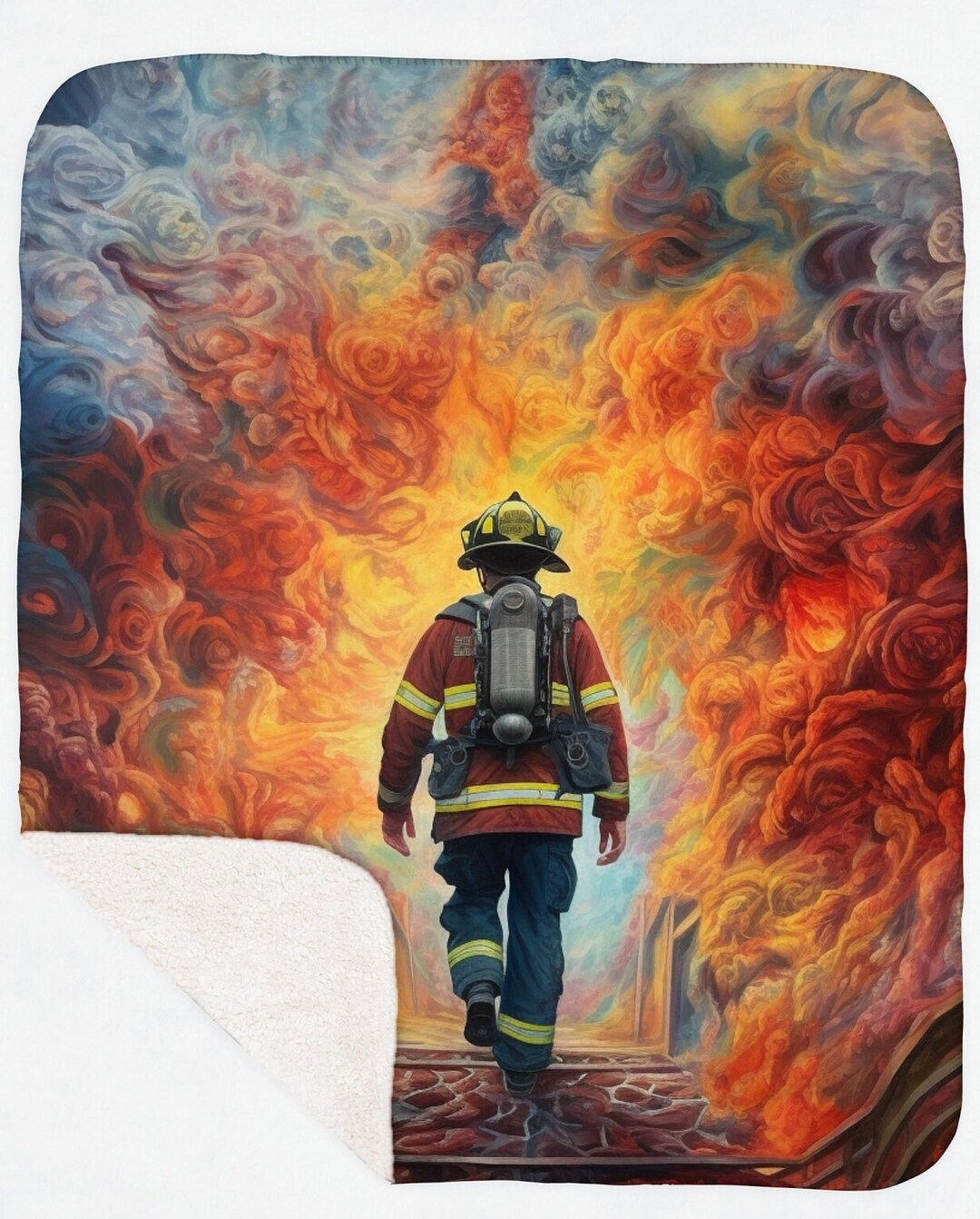Personalized Firefighter Sherpa Blanket Gift for Firefighter Blanket