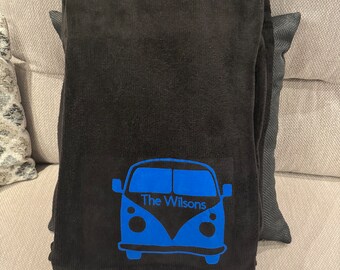 Medium Personalised Camper Van fleece throw 130 x 170 cm