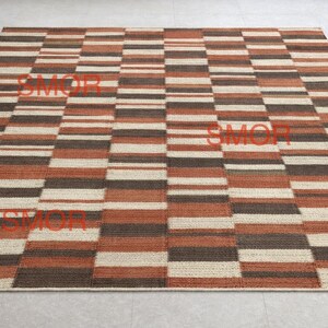 Flatwoven cotton rug, dhurrie rug bright pattern, kilim carpet, tapis, scandinavian rugs, handwoven carpets,