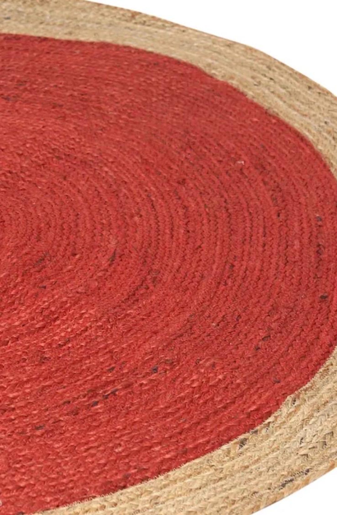 Rad Braided Rug Red Natural Handmade Braided Jute Round Rug | Braided Boho Farmhouse ...