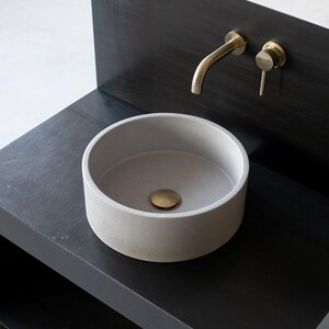 Round Wash Basin. Powder Room Concrete Sink. Light Gray. D36cm - Etsy