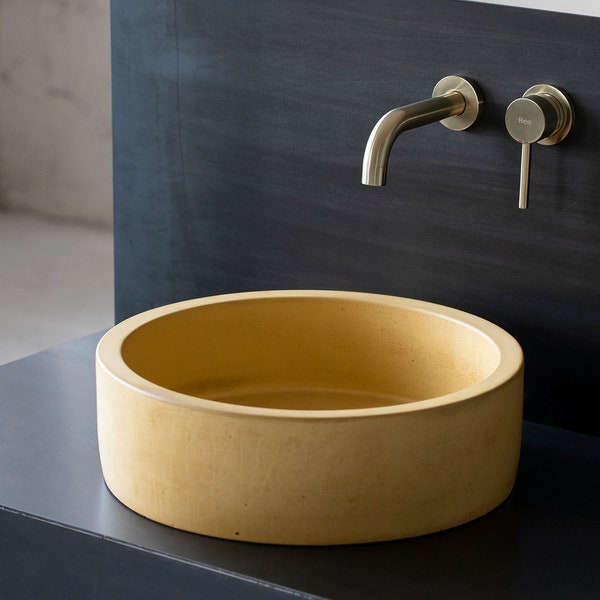 Concrete sink | Wash basin | Round sink | Yellow | Sizes: D40cm D36cm D32cm D25cm