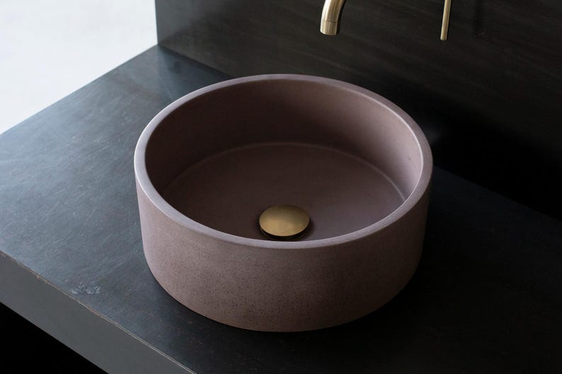 Betongdiskho | Tvättställ | Rund diskho | Malva Lila BTN108 | Storlekar D40cm D36cm D32cm D25cm bild 3