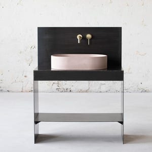 Large oval concrete sink Powder room basin Concrete vessel sink Light Pink BTN113