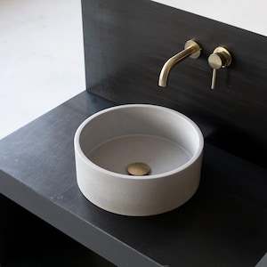 Round Wash Basin. Powder Room Concrete Sink. Light Gray. D36cm - Etsy