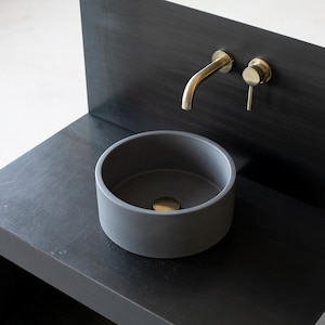 Small Wash basin. Powder room concrete sink. Anthracite. D32cm