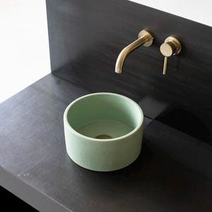Small Wash basin. Powder room concrete sink. Mint Green BTN107. D25cm