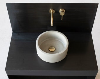 Concrete sink | Small Wash basin | Round sink | Natural Grey | D32cm D12 1/2 inch | D25cm. 10 inch.