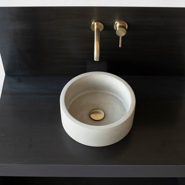 Concrete sink | Small Wash basin | Round sink | Natural Grey | D32cm D12 1/2 inch | D25cm. 10 inch.