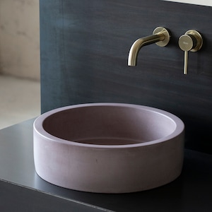 Betongdiskho | Tvättställ | Rund diskho | Malva Lila BTN108 | Storlekar D40cm D36cm D32cm D25cm bild 1
