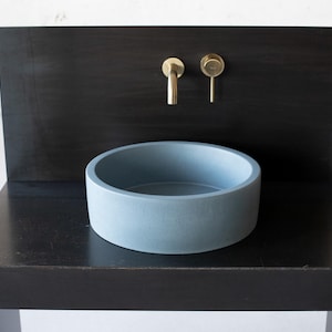 Fregadero redondo de hormigón. Lavabo. D40 cm (15 3/4 pulgadas). Azul marino.