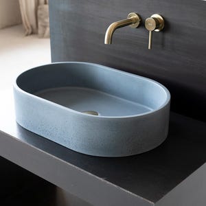 Gran lavabo ovalado de hormigón Lavabo de tocador Lavabo de hormigón color azul marino BTN109