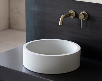 Évier rond en béton | Lavabo | Meuble-lavabo en béton | 40 cm/P36 cm/P32 cm/P25 cm | Blanc cassé