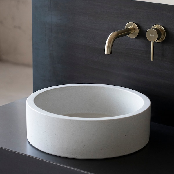 Round concrete sink | Wash basin | Concrete vanity | D40cm/D36cm/D32cm/D25cm | Off White