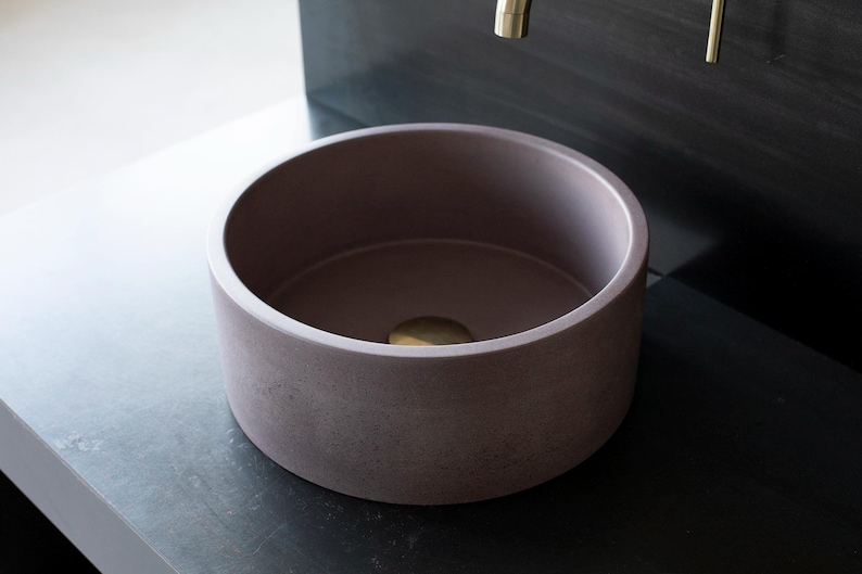 Betongdiskho | Tvättställ | Rund diskho | Malva Lila BTN108 | Storlekar D40cm D36cm D32cm D25cm bild 4