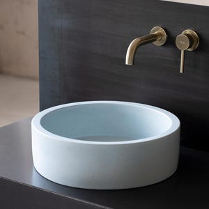 Fregadero redondo de hormigón. Lavabo. D40 cm (15 3/4 pulgadas). Azul claro BTN105