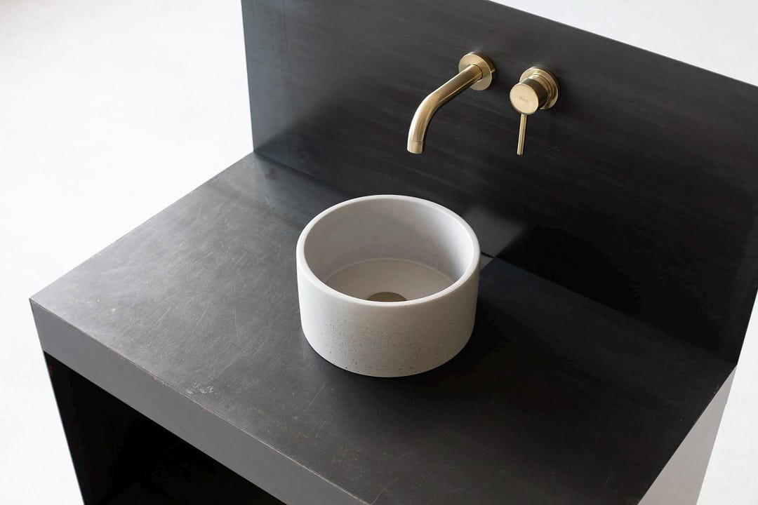 Small Wash Basin. Powder Room Concrete Sink. Light Gray BTN103. D25cm ...