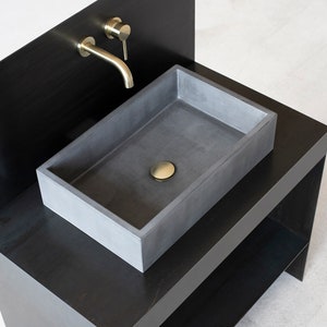 Rectangular concrete vessel sink | 55x35 cm. 21 3/4 x 12 3/4 inch. | Anthracite BTN110