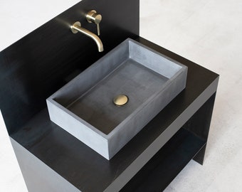 Rectangular concrete sink | Wash basin | Vessel sink | Anthracite | 55x35 cm. 21 3/4 x 12 3/4 inch.