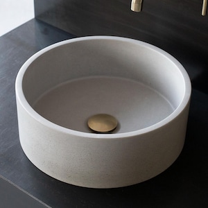Round Wash Basin. Powder Room Concrete Sink. Light Gray. D36cm - Etsy