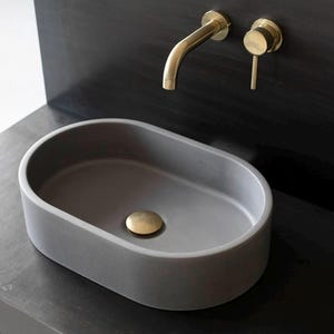 Small Oval concrete sink, Countertop washbasin in Anthracite BTN110
