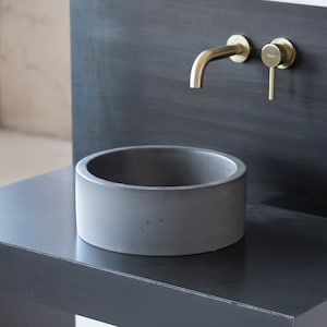 Round Anthracite Concrete Sink: Small Wash Basin (D32cm)