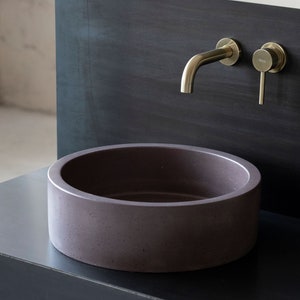Round concrete sink Wash basin Concrete vanity D40cm 15 3/4 inch. Purple