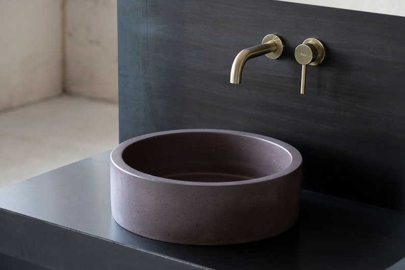 Round Concrete Sink Wash Basin Concrete Vanity D40cm 15 Etsy
