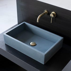 Lavabo rectangular de hormigón / 55 x 35 cm. / Azul marino BTN109