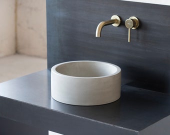 Concrete sink |  Small Wash basin | Round sink | D32cm. 12 1/2 inch. | D25cm. 10 inch.