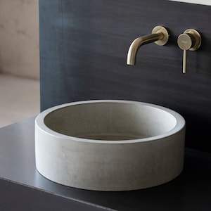 Round concrete sink Wash basin Concrete vanity D40cm 15 3/4 inch. Gray