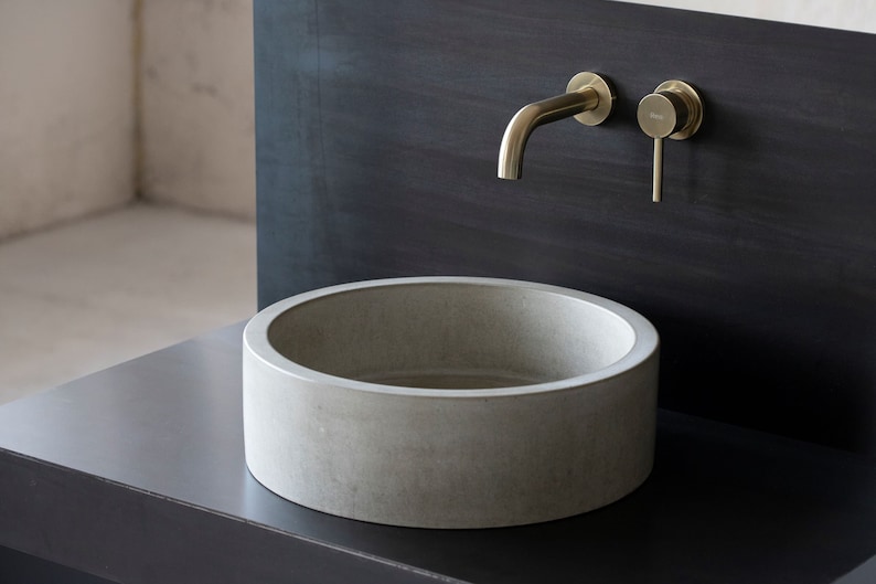 Round concrete sink Wash basin Concrete vanity D40cm 15 3/4 inch. Gray