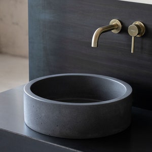 Round concrete sink Wash basin Concrete vanity D40cm 15 3/4 inch. Anthracite