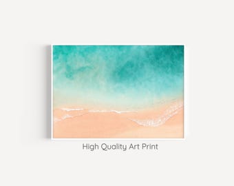 Ocean Art Print, Aerial Beach Poster, Sea Painting Print, Watercolor Seascape, Beach Wall Art, Ocean Wall Decor, Sea Landscape Painting