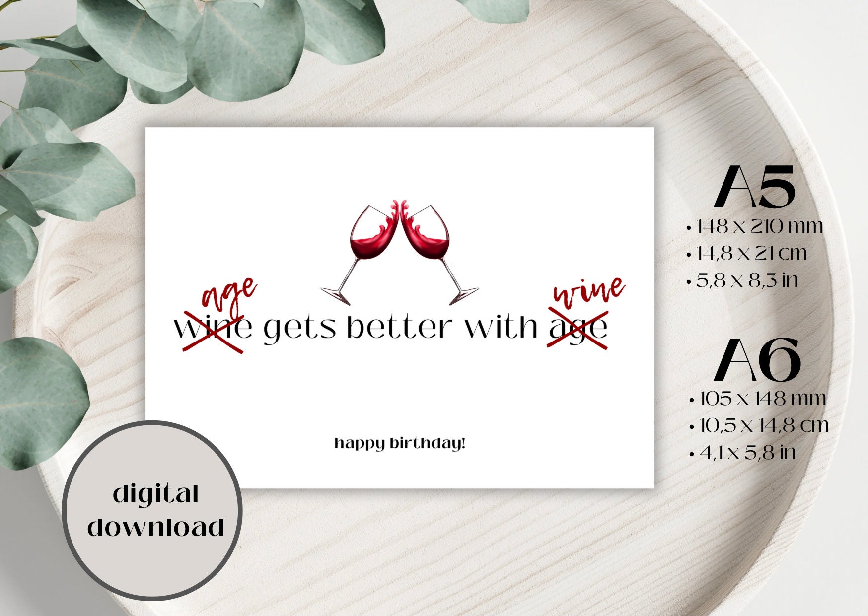 Humoristische Geburtstagskarte „Reduce The Wine“ – 125x175 Mm, Mit Umschlag, Englischer Spruch