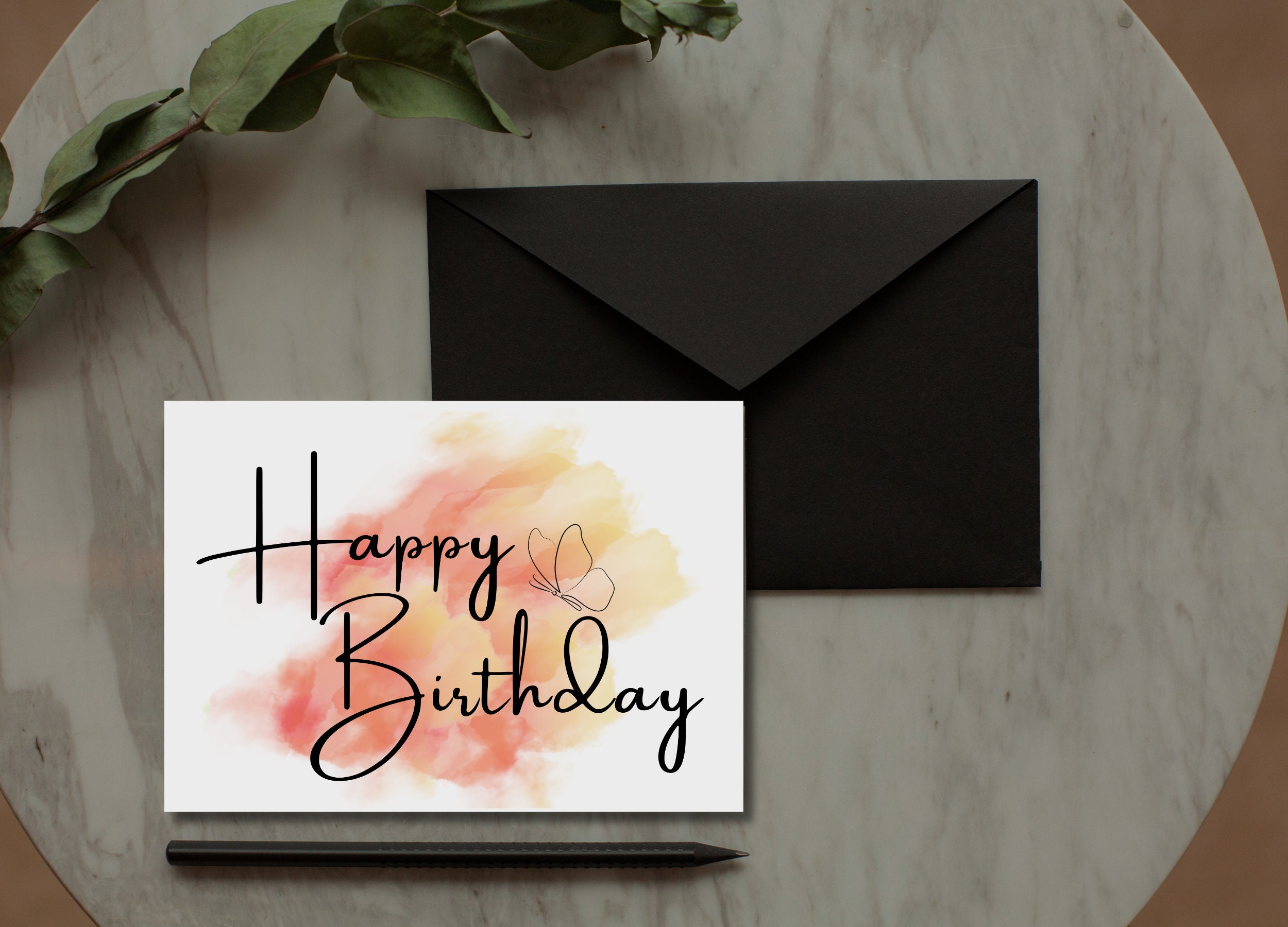 Printable Birthday Card Digital Download Happy Birthday HBD Orange - Etsy