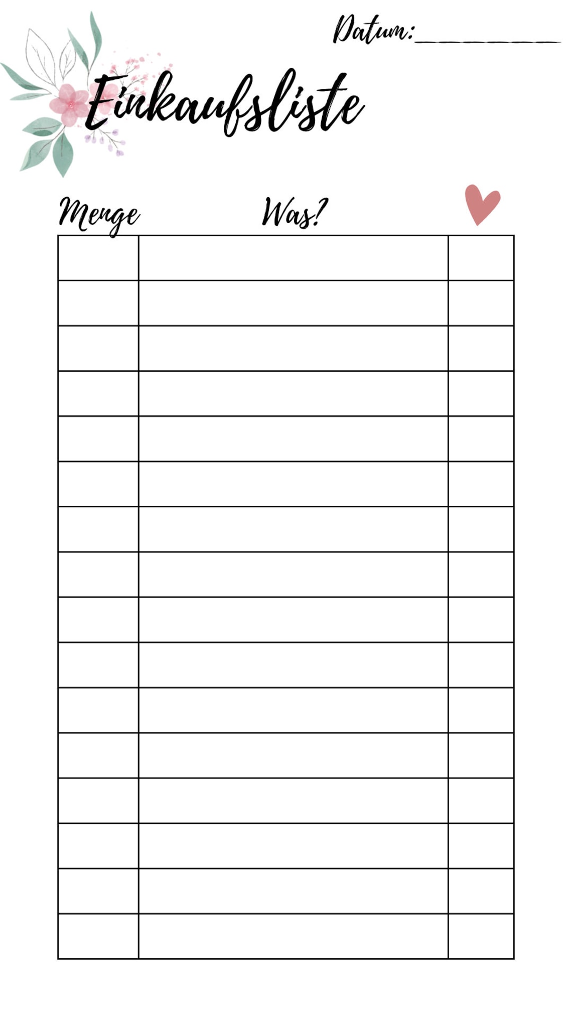 Einkaufsliste zum ausdrucken Einkaufsplan Shoppingliste - Etsy.de