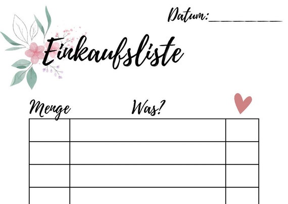 EINKAUFSLISTE ZUM AUSDRUCKEN visual data 4