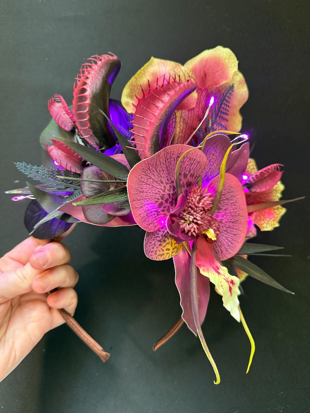 Venus Fly Trap and Carnivorous Pitcher Plant Headdress With Purple ...