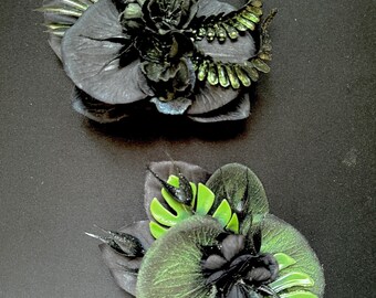 Chrysanthemum & Lily‎ Hair Clip Fascinator Pinup Rockabilly Tiki Burlesque Chrysanthemum & Lily Hair Clip Fascinator Pinup Rockabilly  main image 2