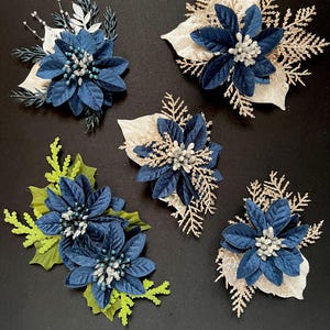Handmade Red Velvet Poinsettia Holiday Hair‎ Flower Clip Pinup Rockabilly Xmas Xmas Pinup Hair Clip - Etsy main image 2