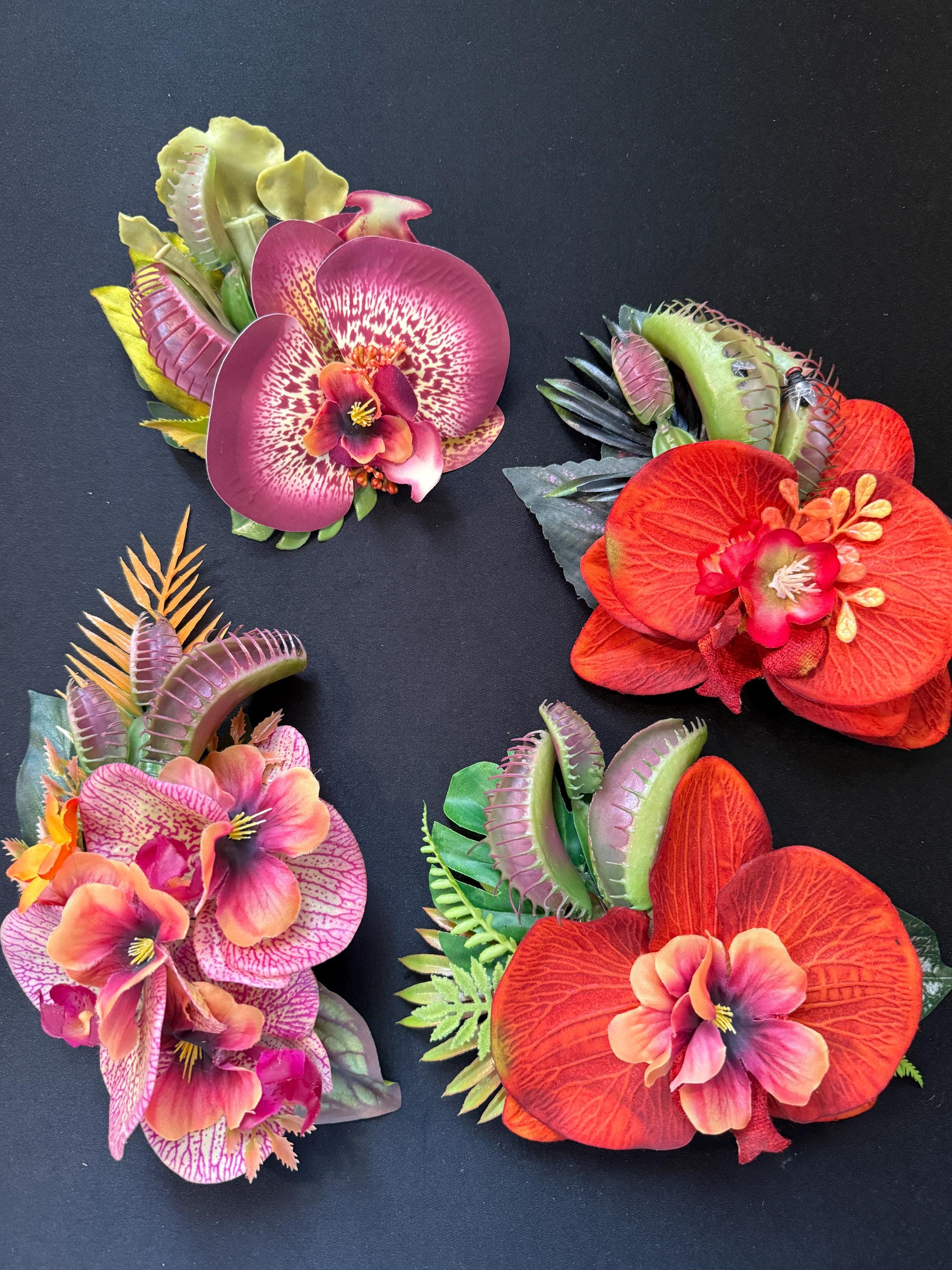 Tropical Hibiscus Lily Hair Flower Clip Orange Yellow Tiki Pinup Rockabilly Amazon.com: 3.5 main image 4
