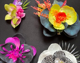Chrysanthemum & Lily‎ Hair Clip Fascinator Pinup Rockabilly Tiki Burlesque Chrysanthemum & Lily Hair Clip Fascinator Pinup Rockabilly  main image 4