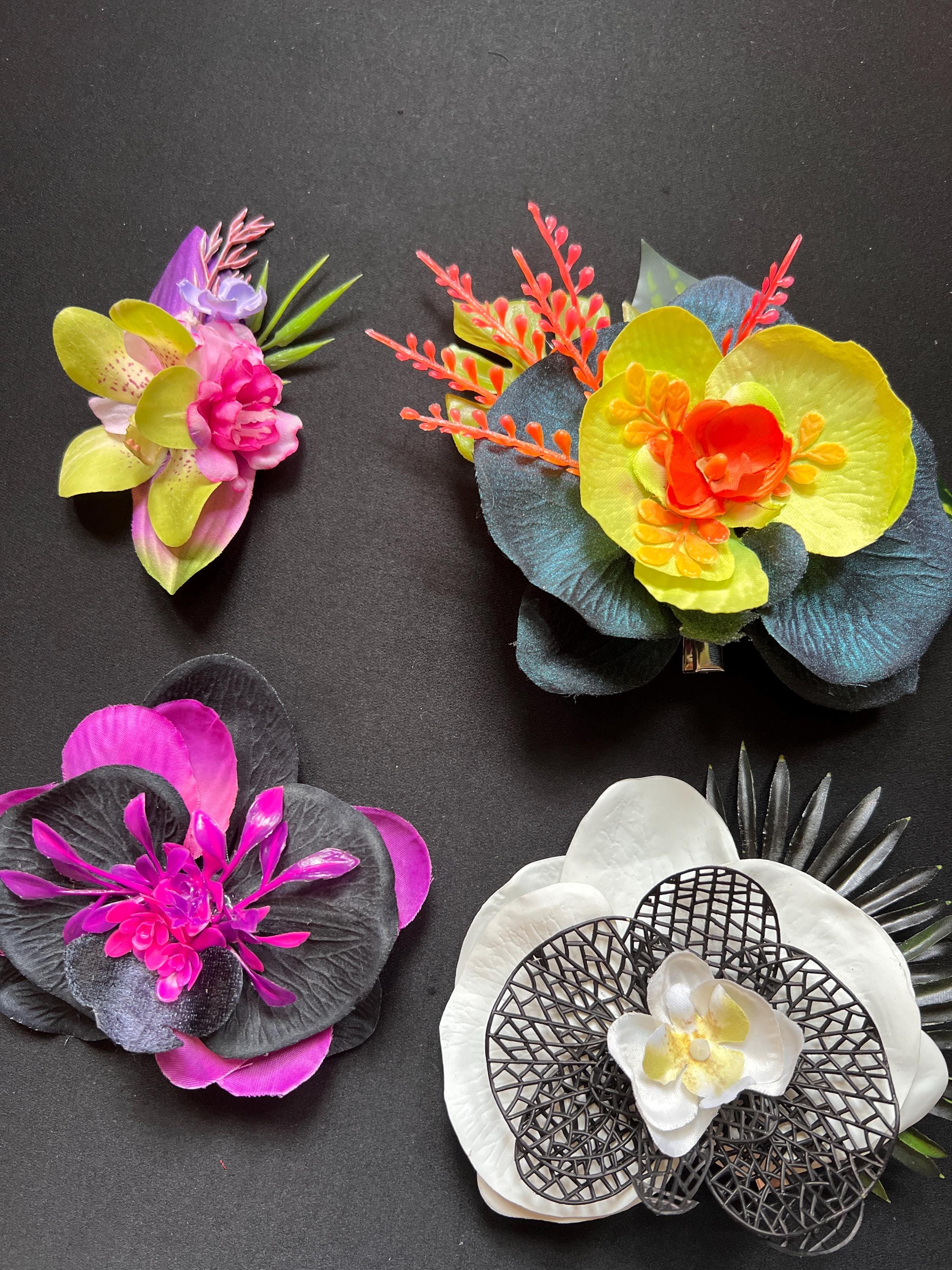 Teal & Gold Poinsettia Hair Flower Fascinator Clip Holiday Pinup Rockabilly Tiki Hawaiian Fascinator - Etsy main image 4
