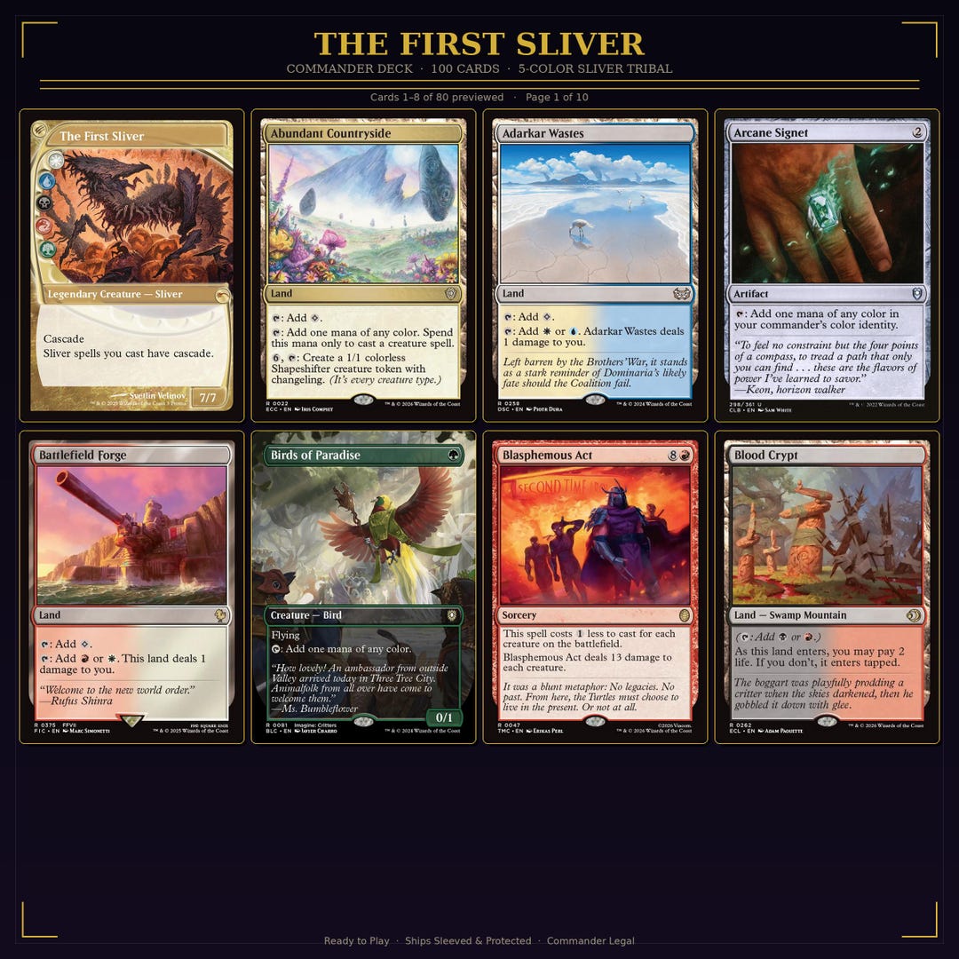 The First Sliver - Proxy Commander Deck - 100 Cards - 5-color Sliver ...